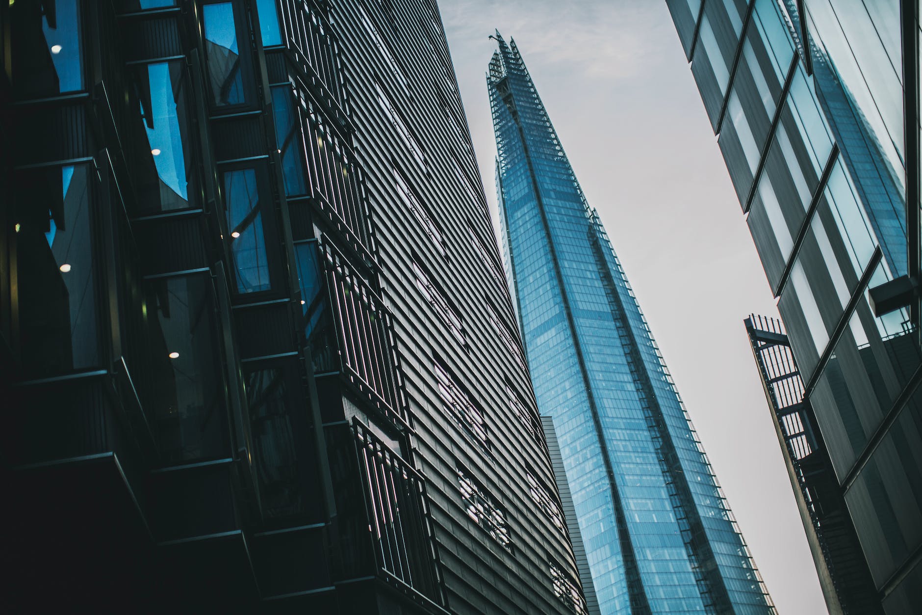low angle photo of modern buildings